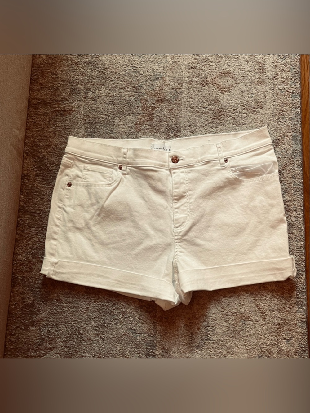 Women's White Cuffed Casual Shorts LOFT